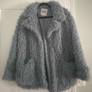 Blue fuzzy fur coat